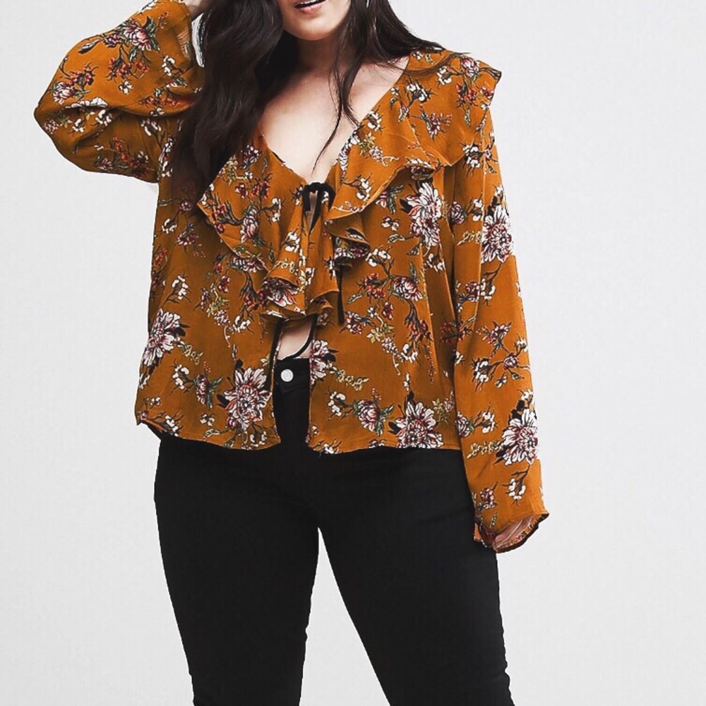 ASOS CURVES FALL FLORAL BLOUSE